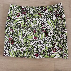 Liz Golf Floral Skort Size 14 Green Pink Preppy Golf Skirt Women's